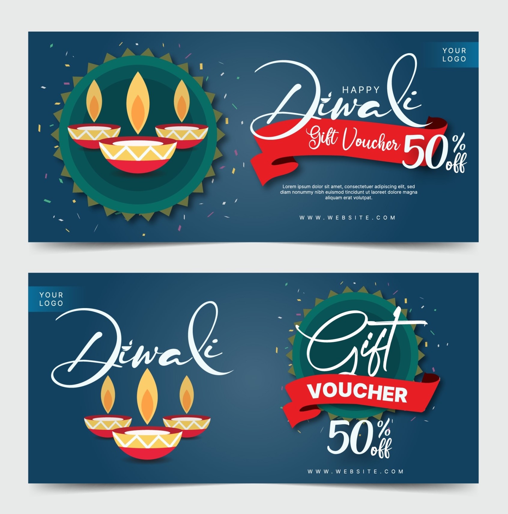 Diwali voucher template elegant candle decorated