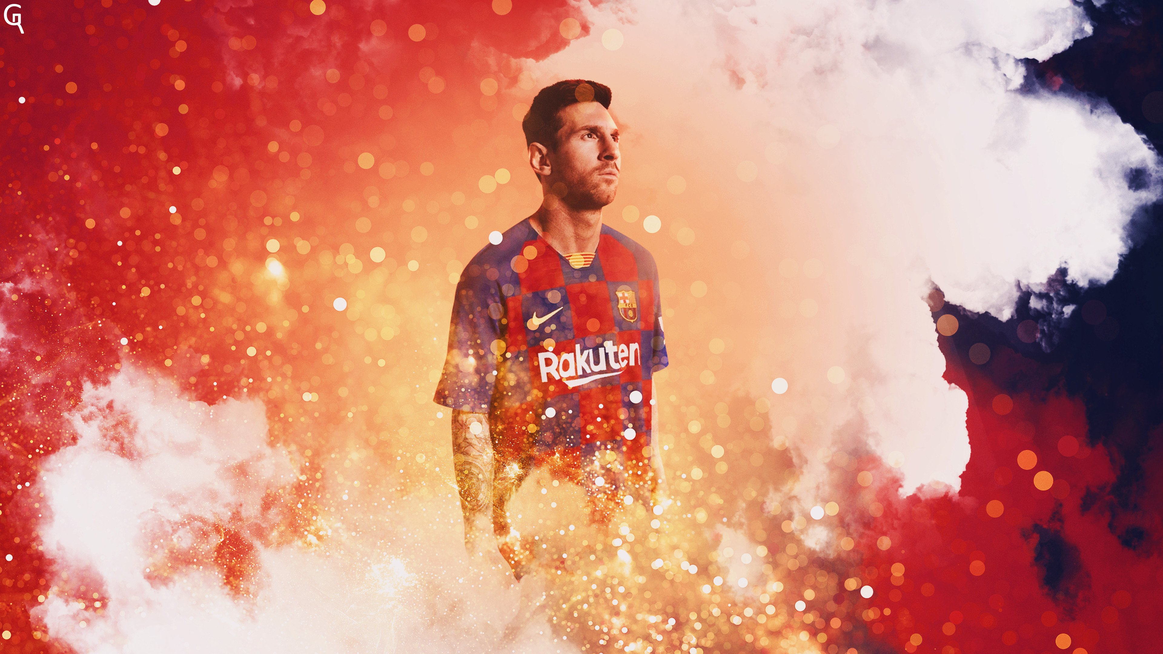 Leonel Messi on Red Bluster Color Background