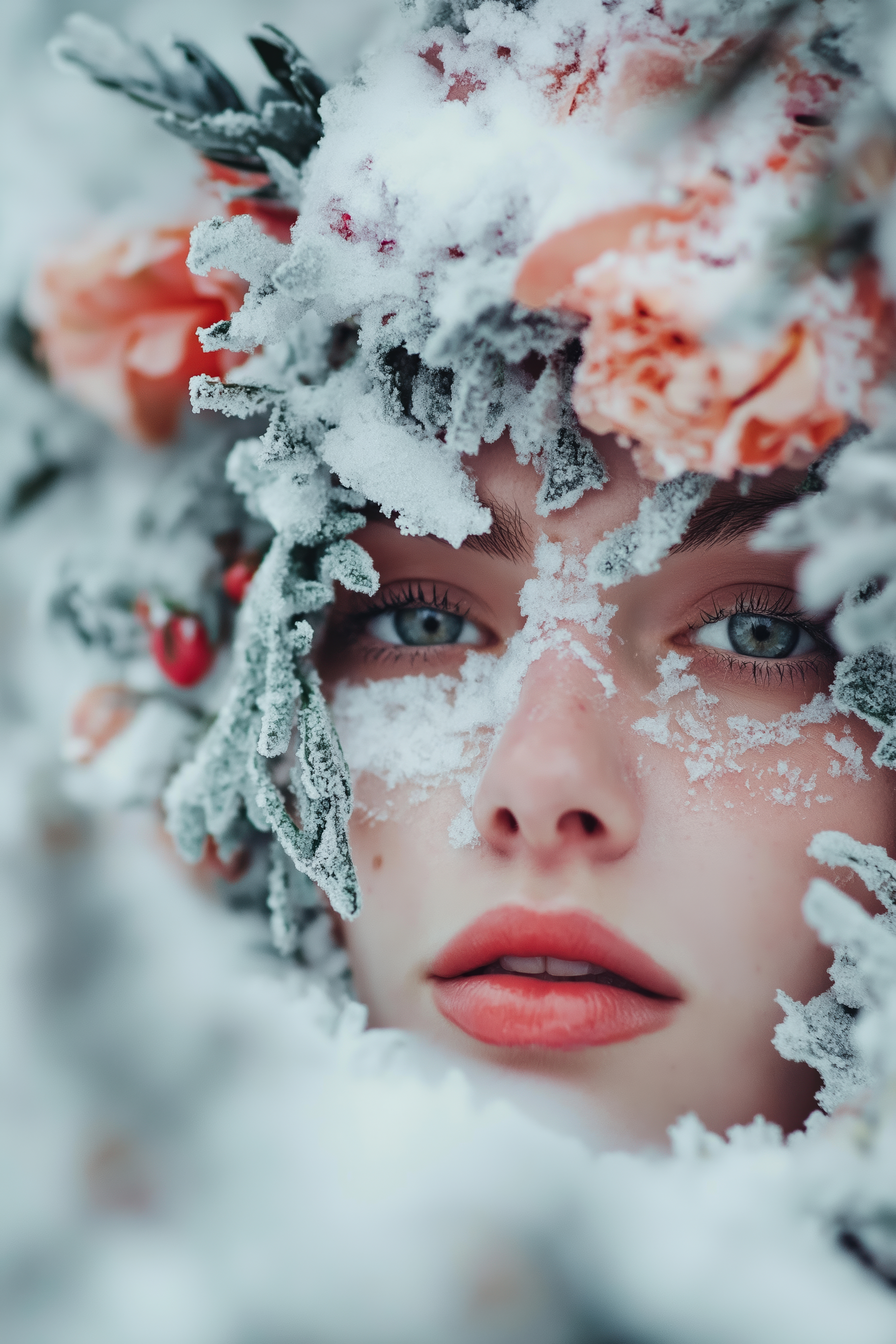 artistic portrait of a woman with winter theme picjumbo com