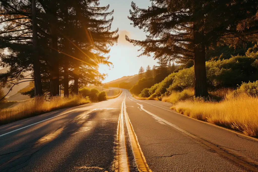 beautiful empty road during sunset free image