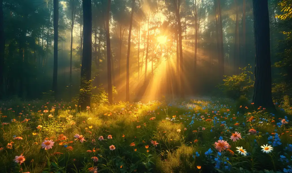 beautiful spring forest morning free photo