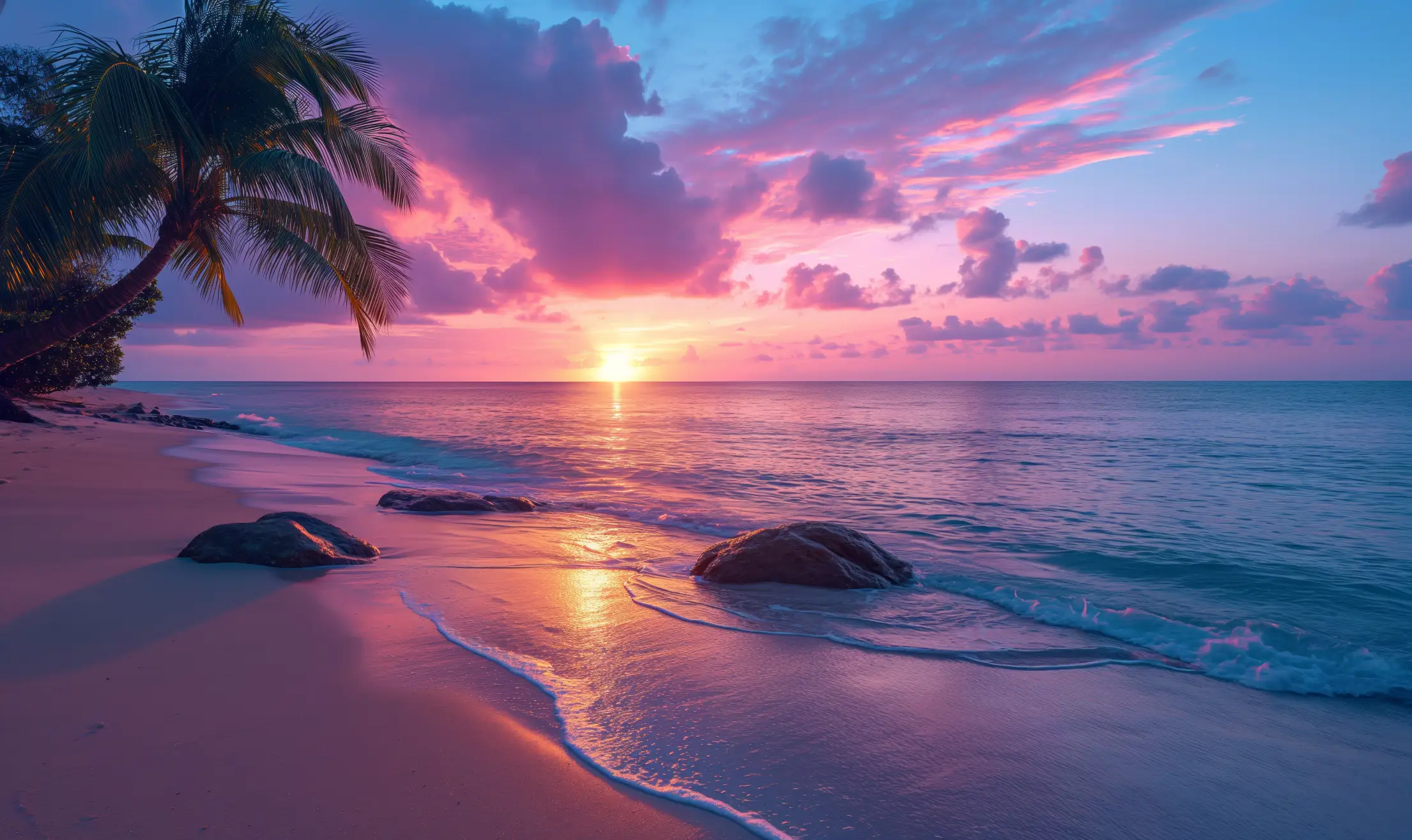 blue purple sunset on a tropical beach free photo