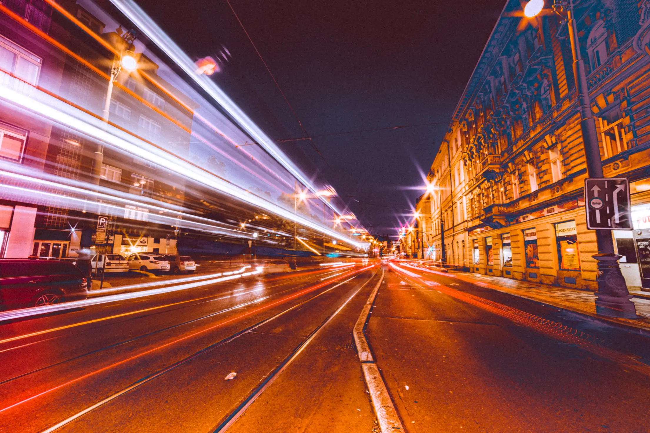 busy city streets at night free photo