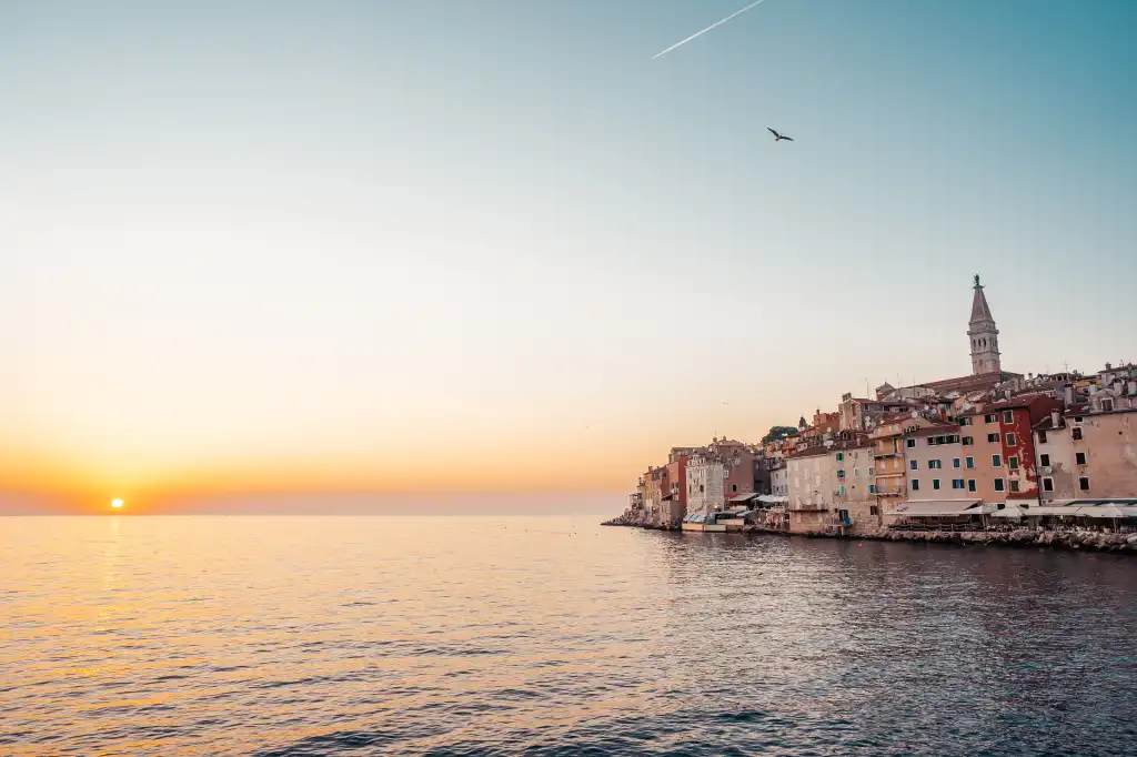 city of rovinj at sunset free image