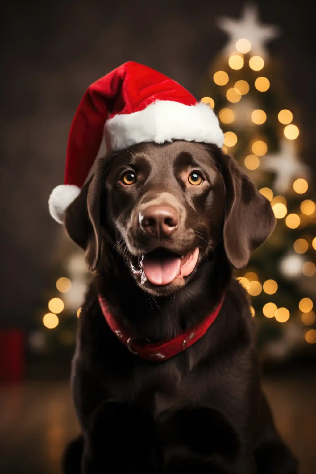 dog with christmas santa hat free image