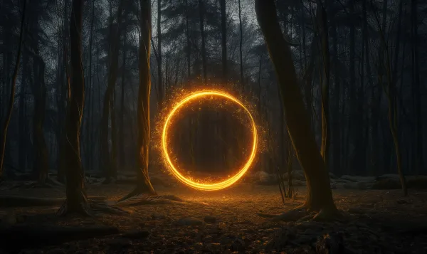 mysterious glowing circle in the forest free image