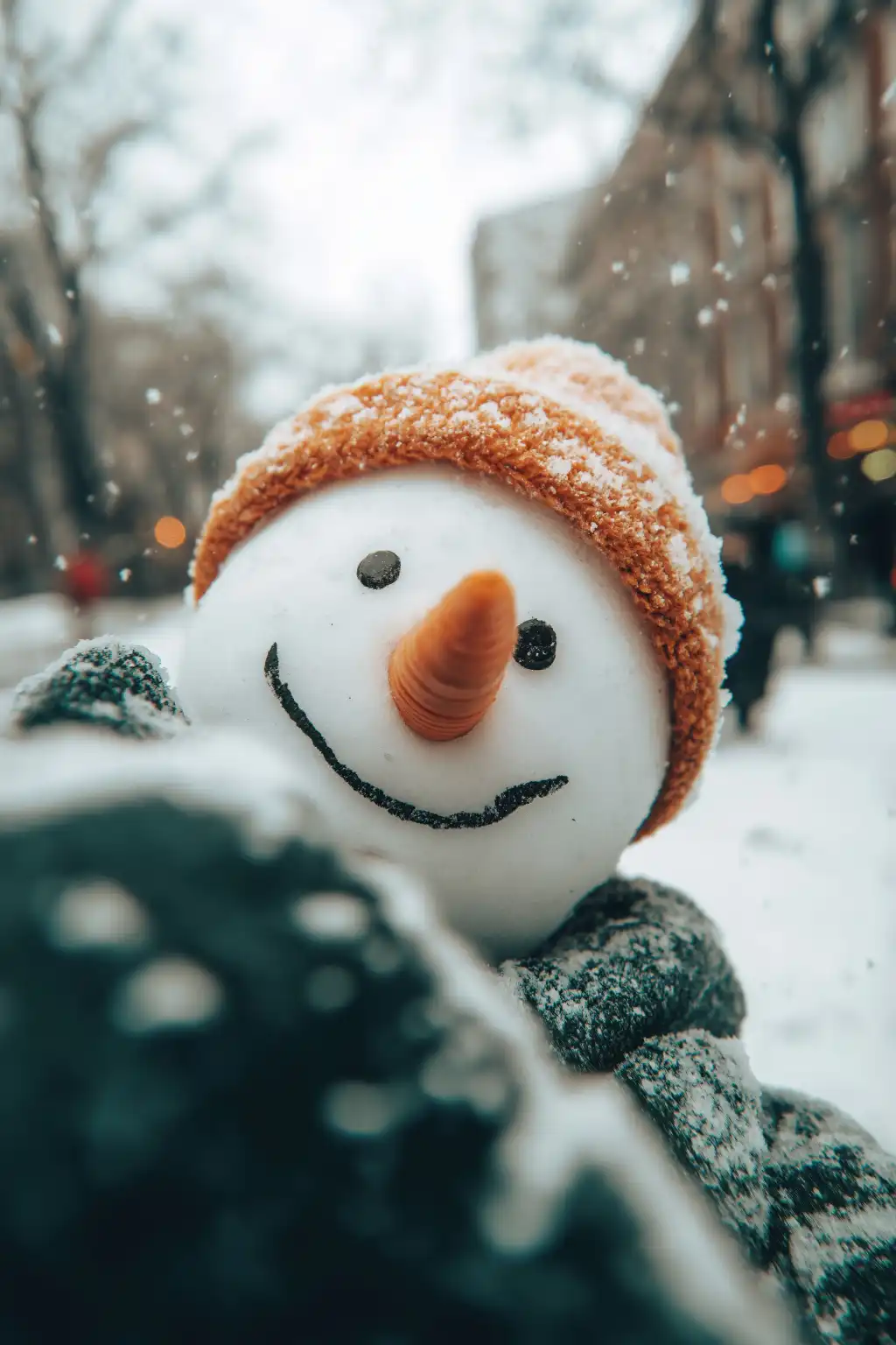 smiling snowman selfie free image