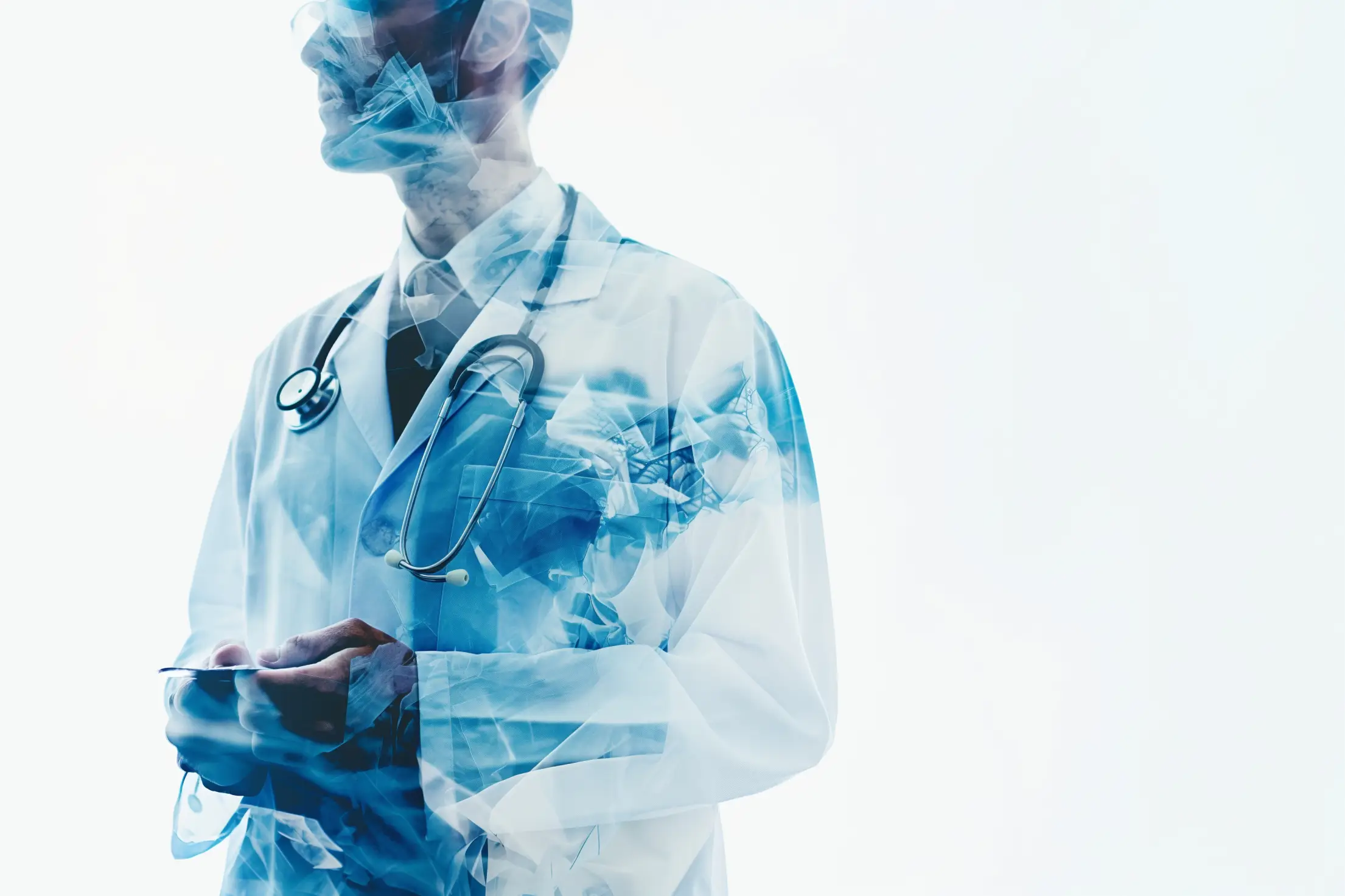 double exposure doctor portrait with space for text free photo