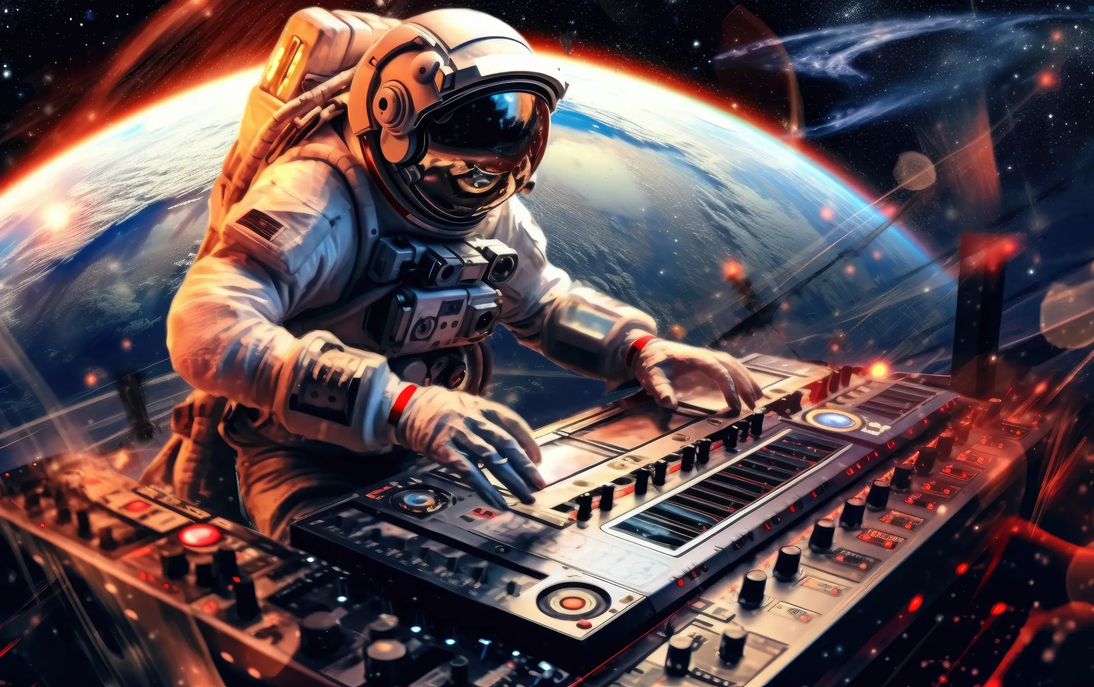 electronic music party in space astronaut is a dj free image