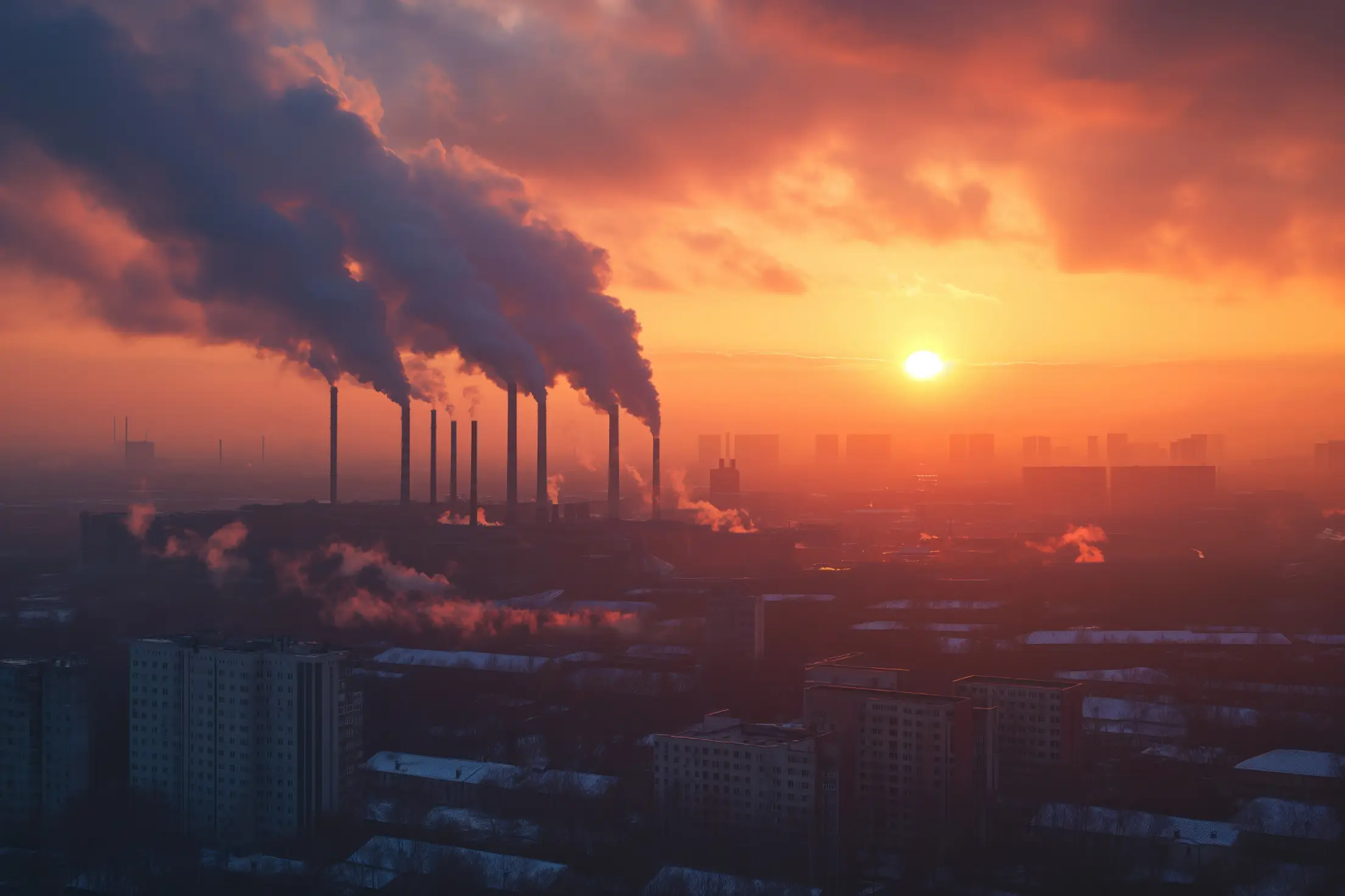 smog over the city from factories free photo