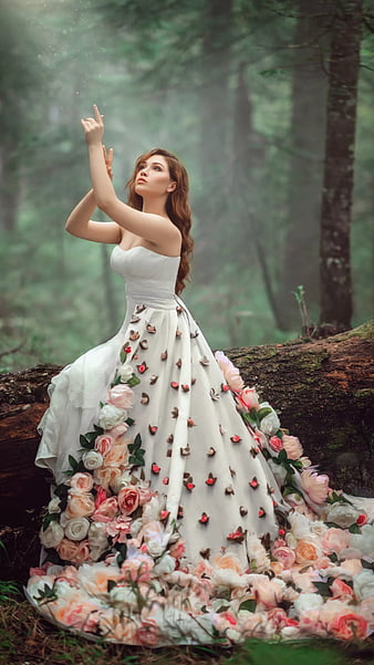 HD wallpaper in the forest bride beautiful wedding dress red hair beauty bridal fashion thumbnail