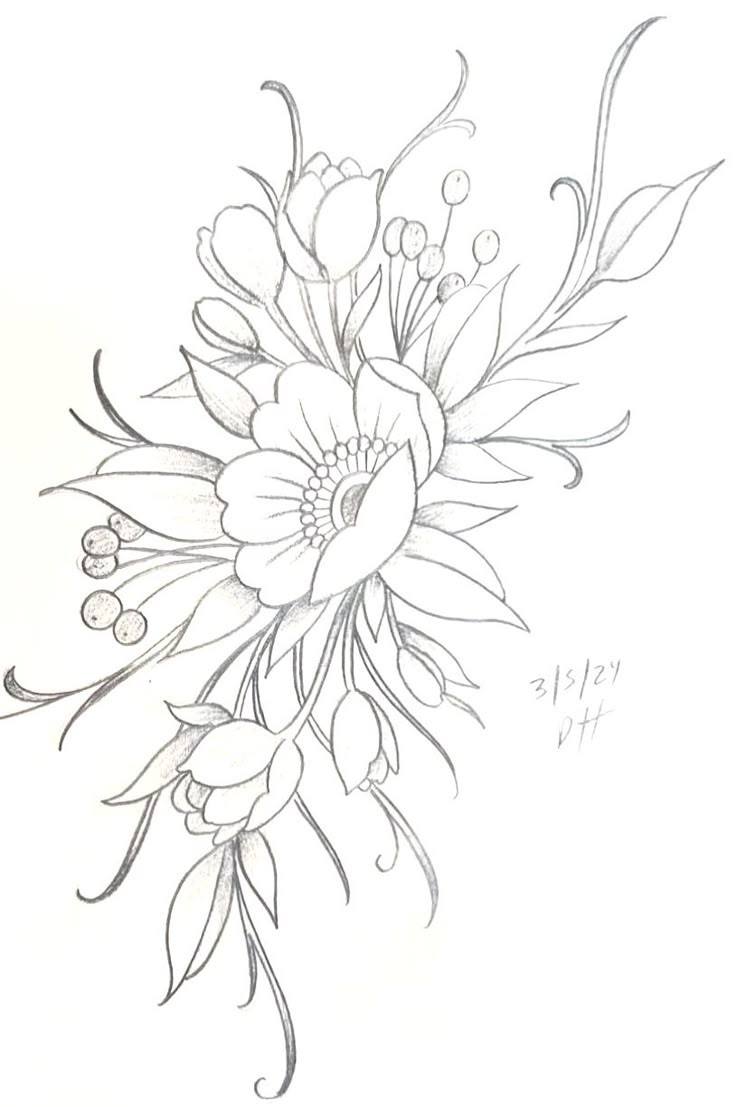 Hand Scrach Flower Drawign Picture (4)