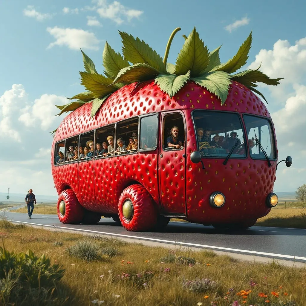 strawberry bus