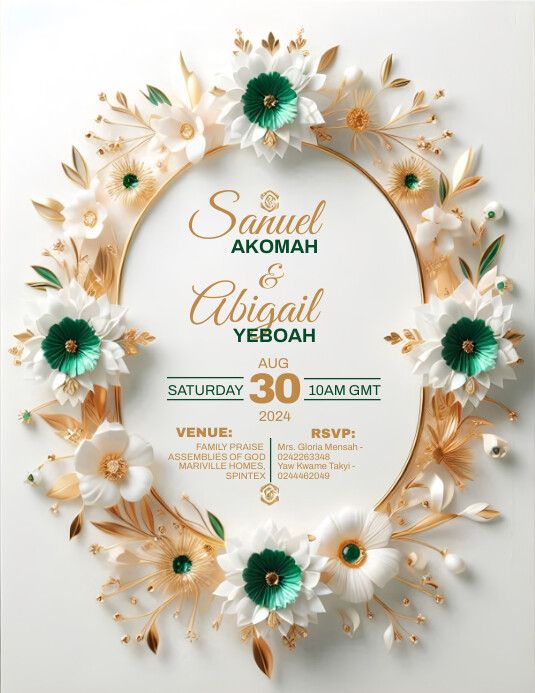 Wedding letter for Invitation floral white