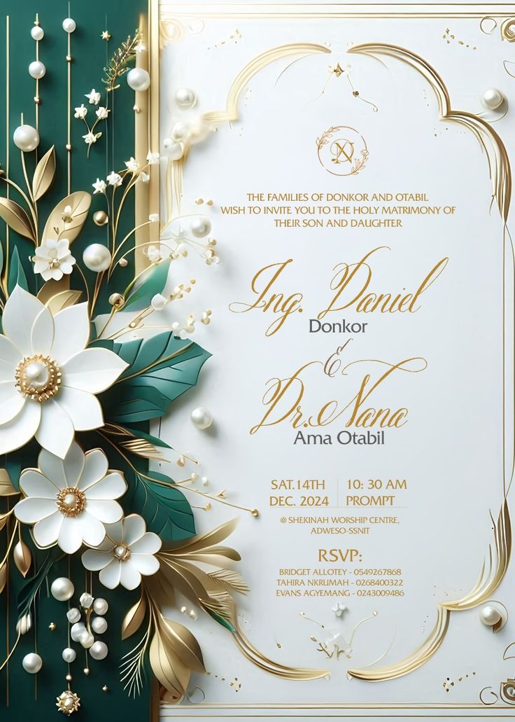 Wedding letter for Invitation gold white