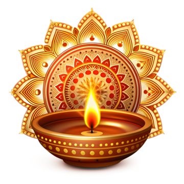 Happy Diwali  Lamp Mandala Golden