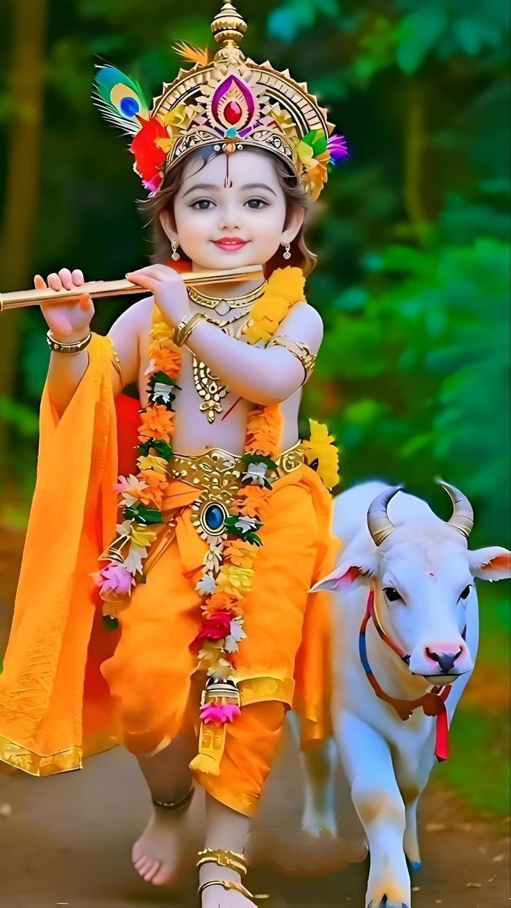 Krishna Govinda with cow