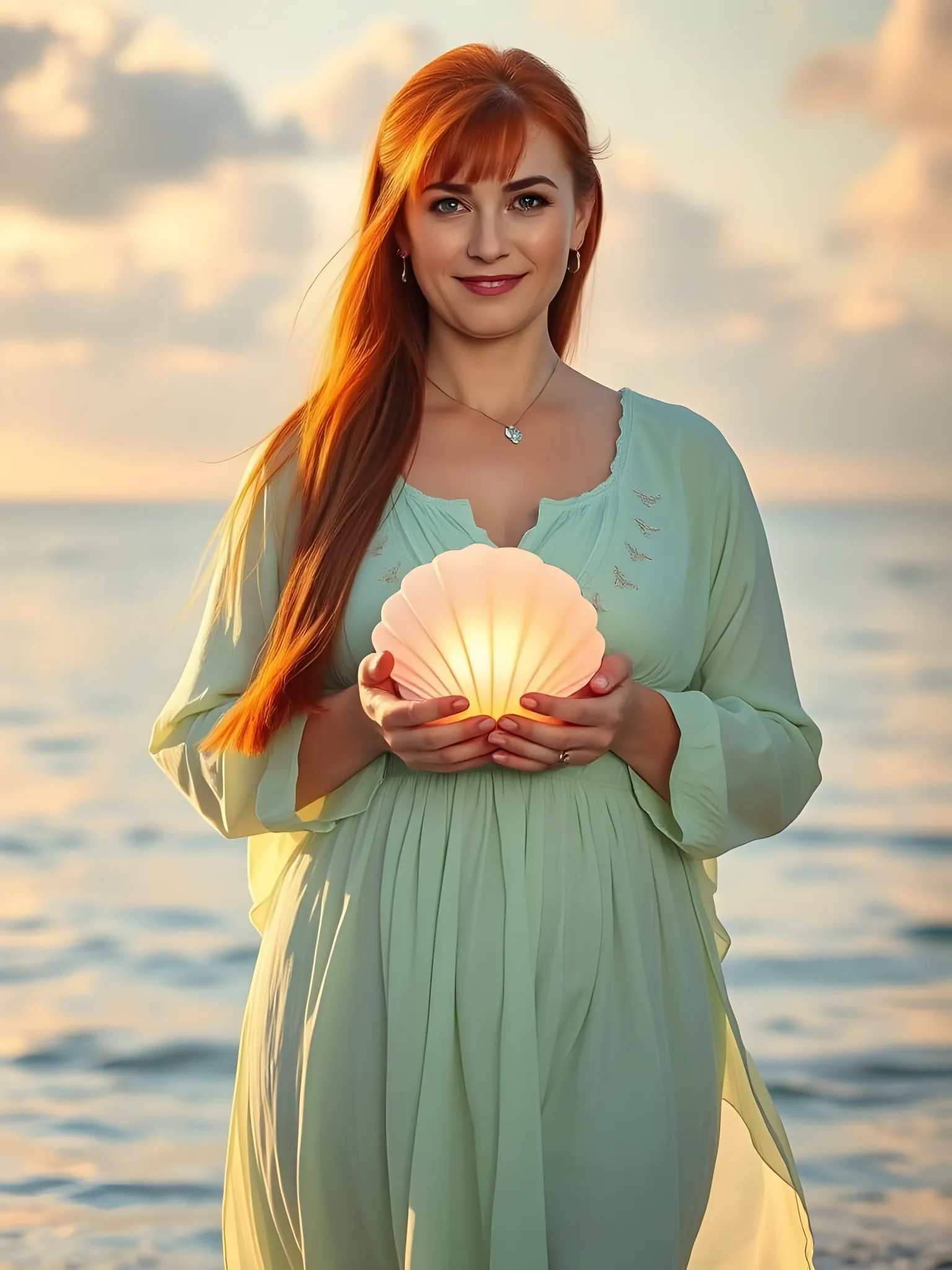 a hyperrealistic stock photo of a 40 year old european healer woman with long straight red auburn ha