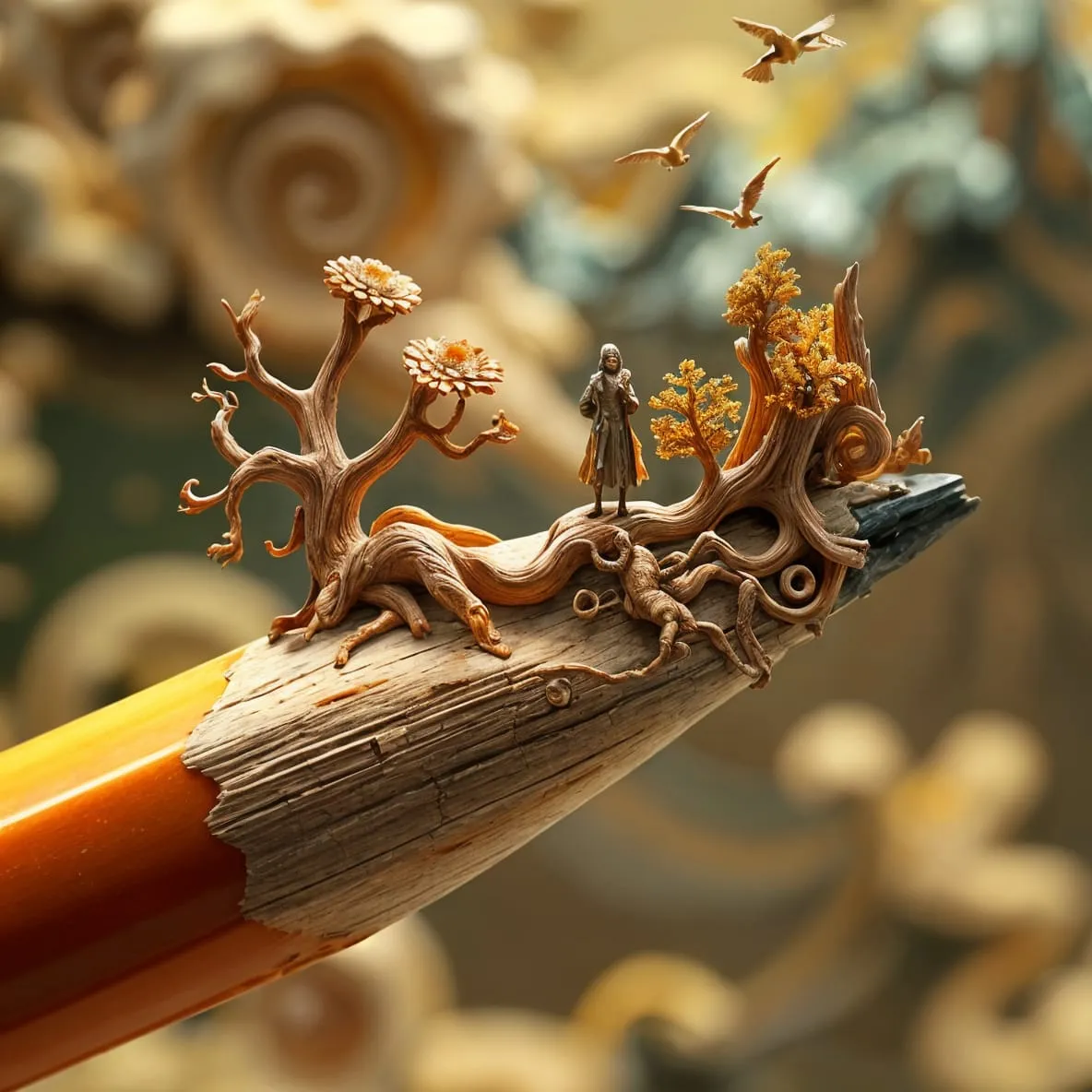 exquisite pencil carving