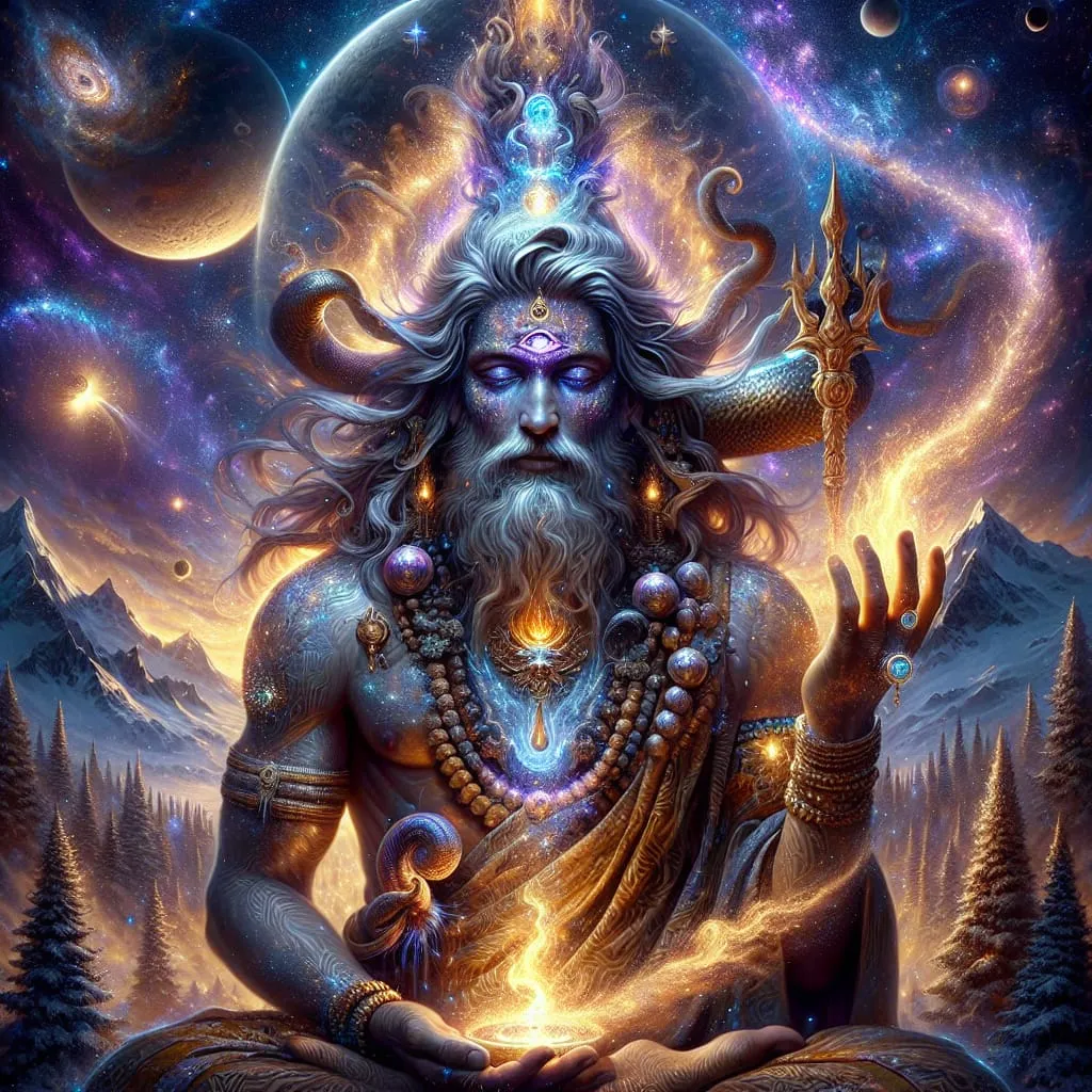 generating the image subject lord shiva in a majestic divine form radiating cosmic energy he is depi