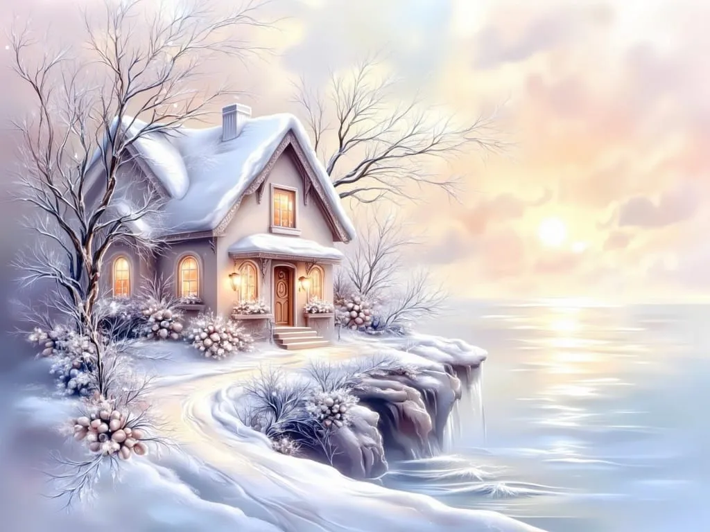 lesslorasoft winter10greatera soft winter in glorious colors of a joyful house near the edge of a cl