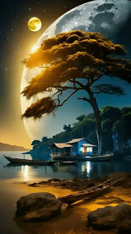Attractive Moon and sunset (19)