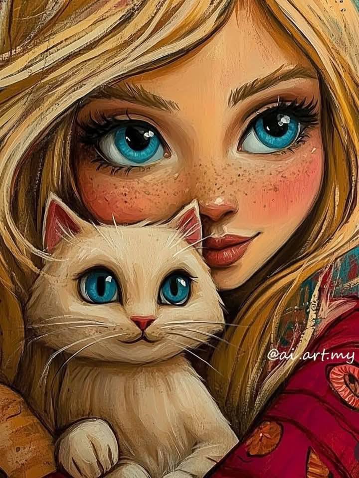 Beautiful girl with her cat (2)