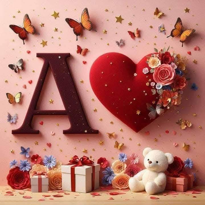 3D Floral Alphabet A Love
