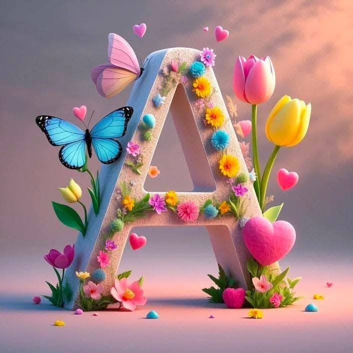 3D Floral Alphabet A