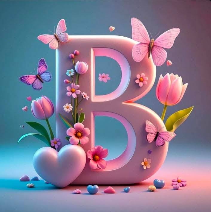 3D Floral Alphabet B