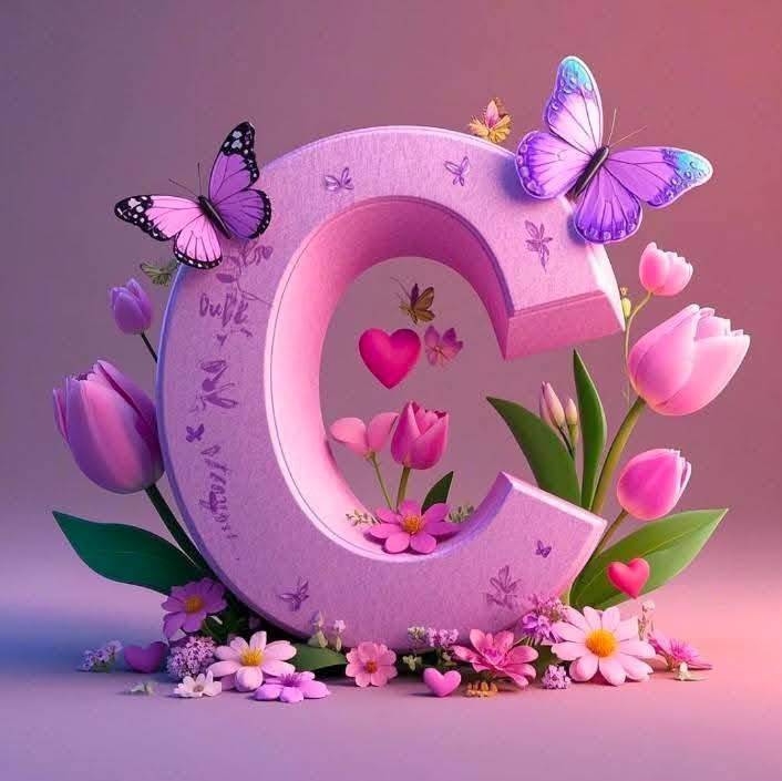 3D Floral Alphabet C