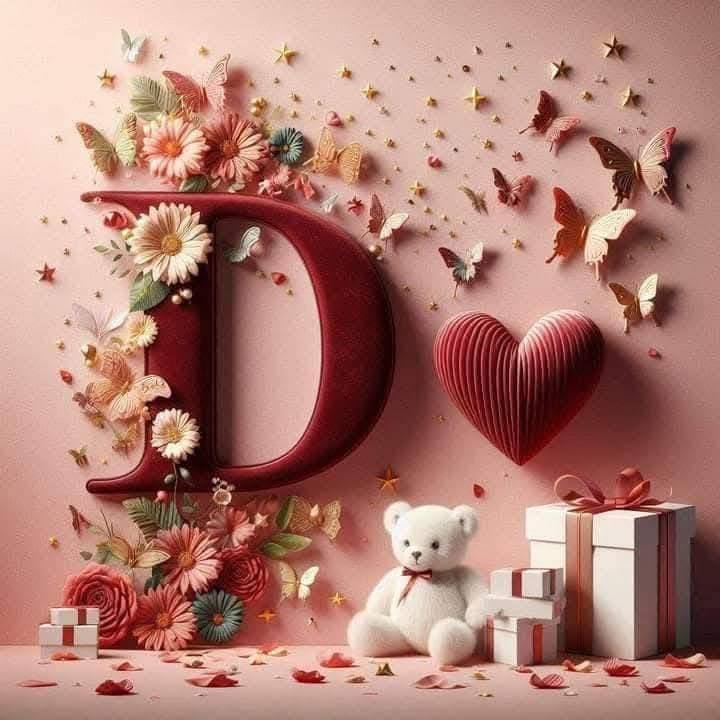 3D Floral Alphabet D Love