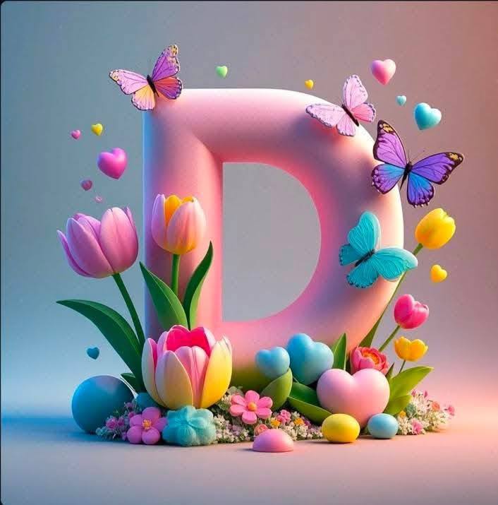 3D Floral Alphabet D