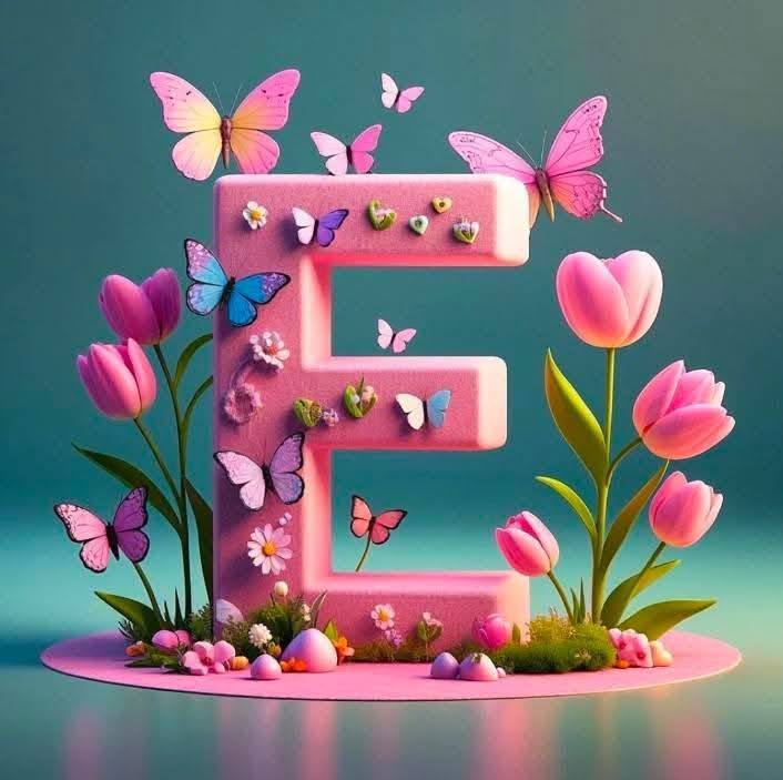 3D Floral Alphabet E