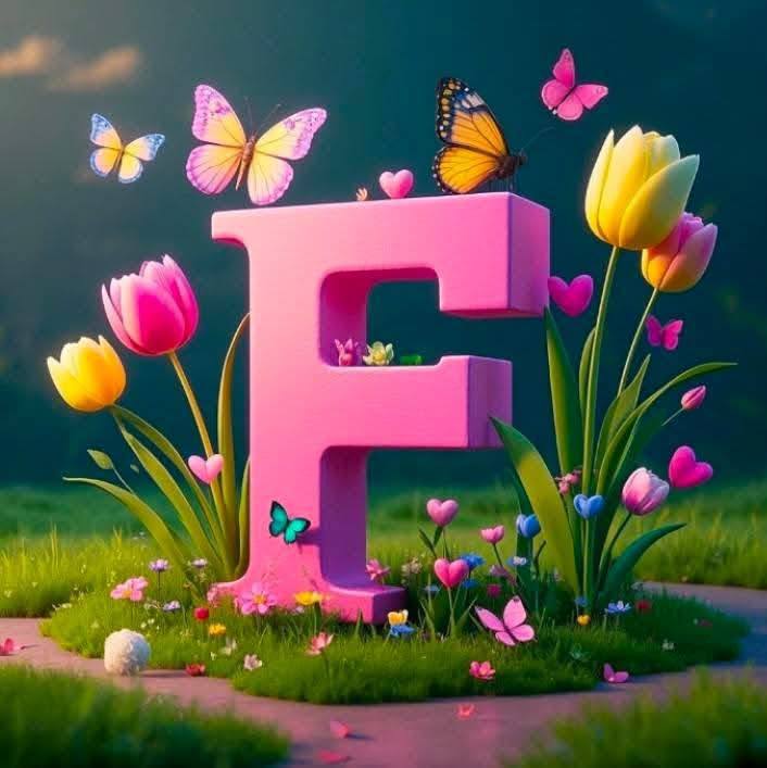 3D Floral Alphabet F