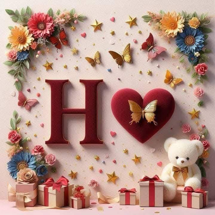 3D Floral Alphabet H Love