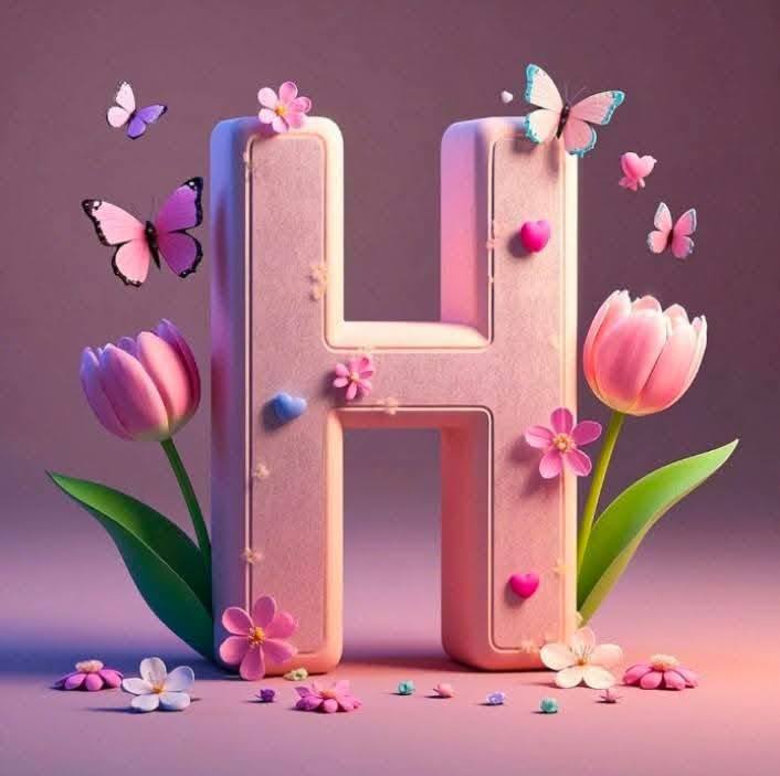 3D Floral Alphabet H