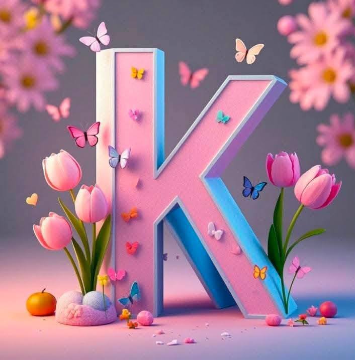 3D Floral Alphabet K 3D