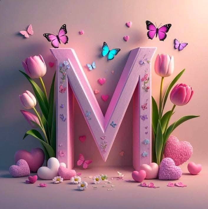 3D Floral Alphabet M