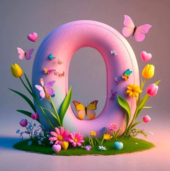 3D Floral Alphabet O
