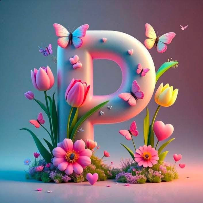 3D Floral Alphabet P