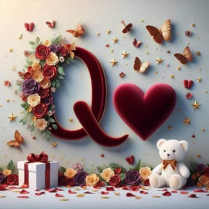 3D Floral Alphabet Q Love