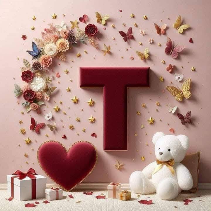 3D Floral Alphabet T Love