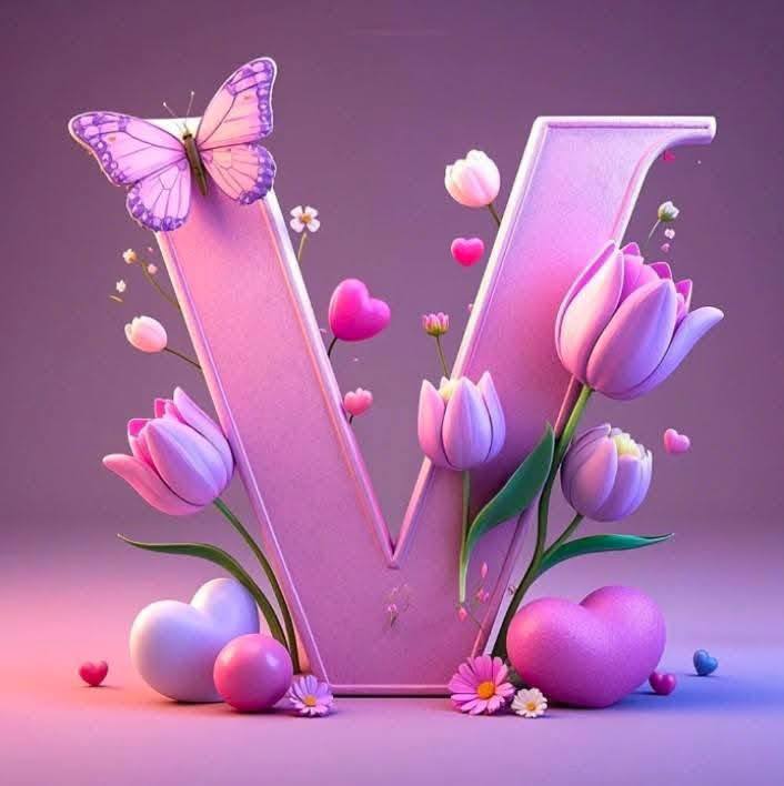 3D Floral Alphabet V 3D