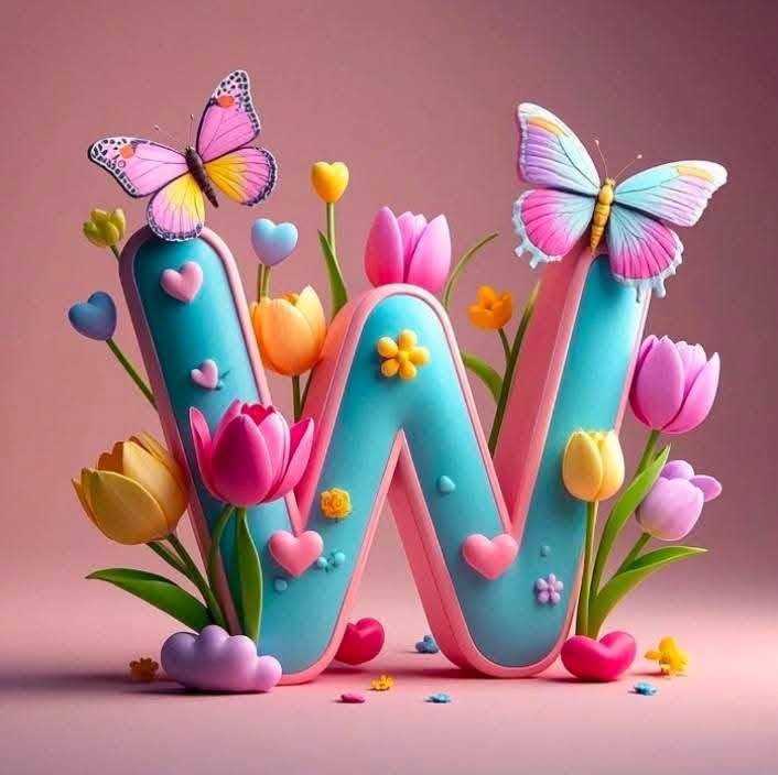 3D Floral Alphabet W
