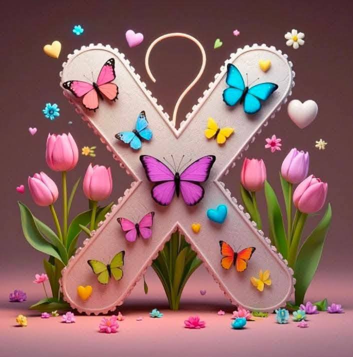 3D Floral Alphabet X