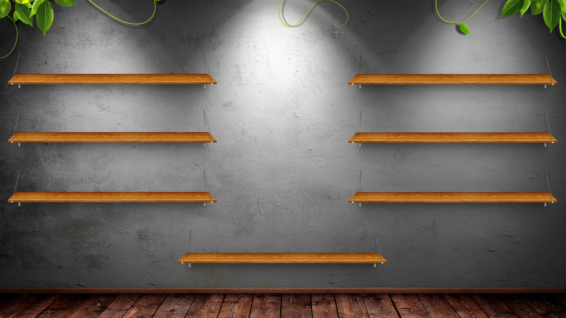 wall shelf leaves backlighting wallpaper