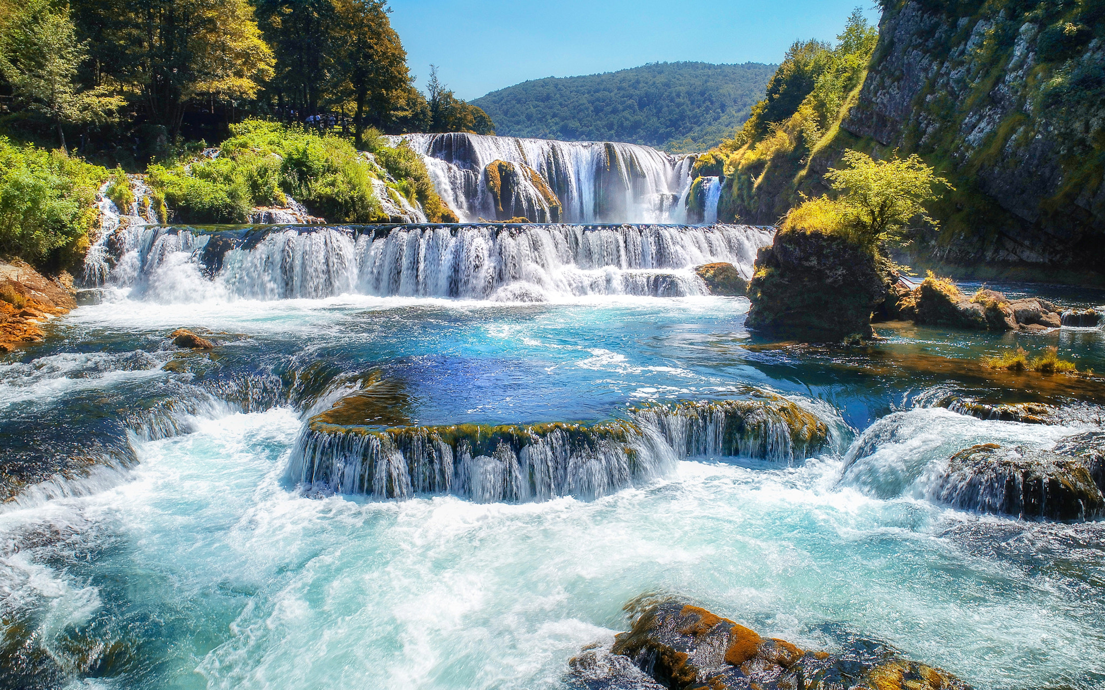 waterfalls strbacki buk river una bosnia and herzegovina landscape nature desktop hd wallpaper for pc tablet and mobile 3840×2400