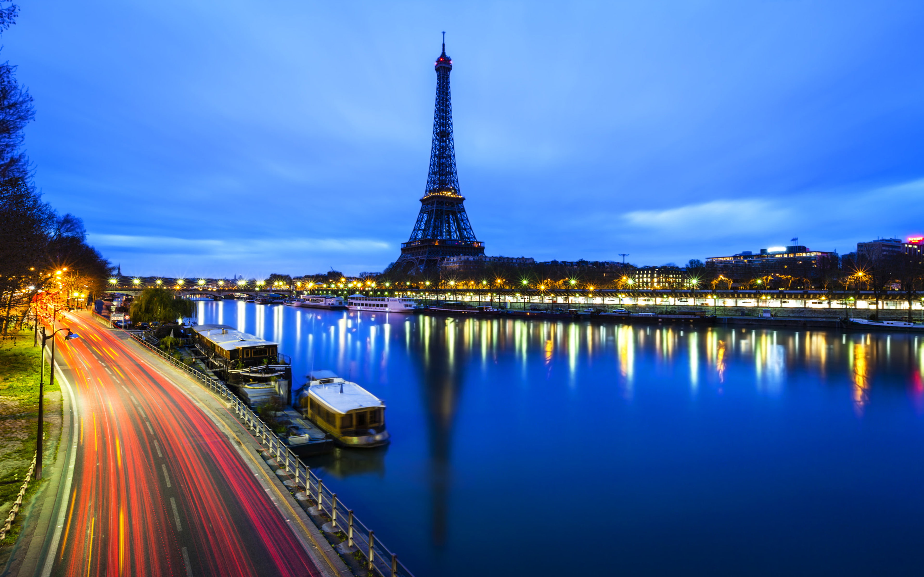 morning in paris france eiffel tower and river seine 4k ultra hd desktop wallpapers for computers laptop tablet and mobile phones 3840х2400 wallpaper