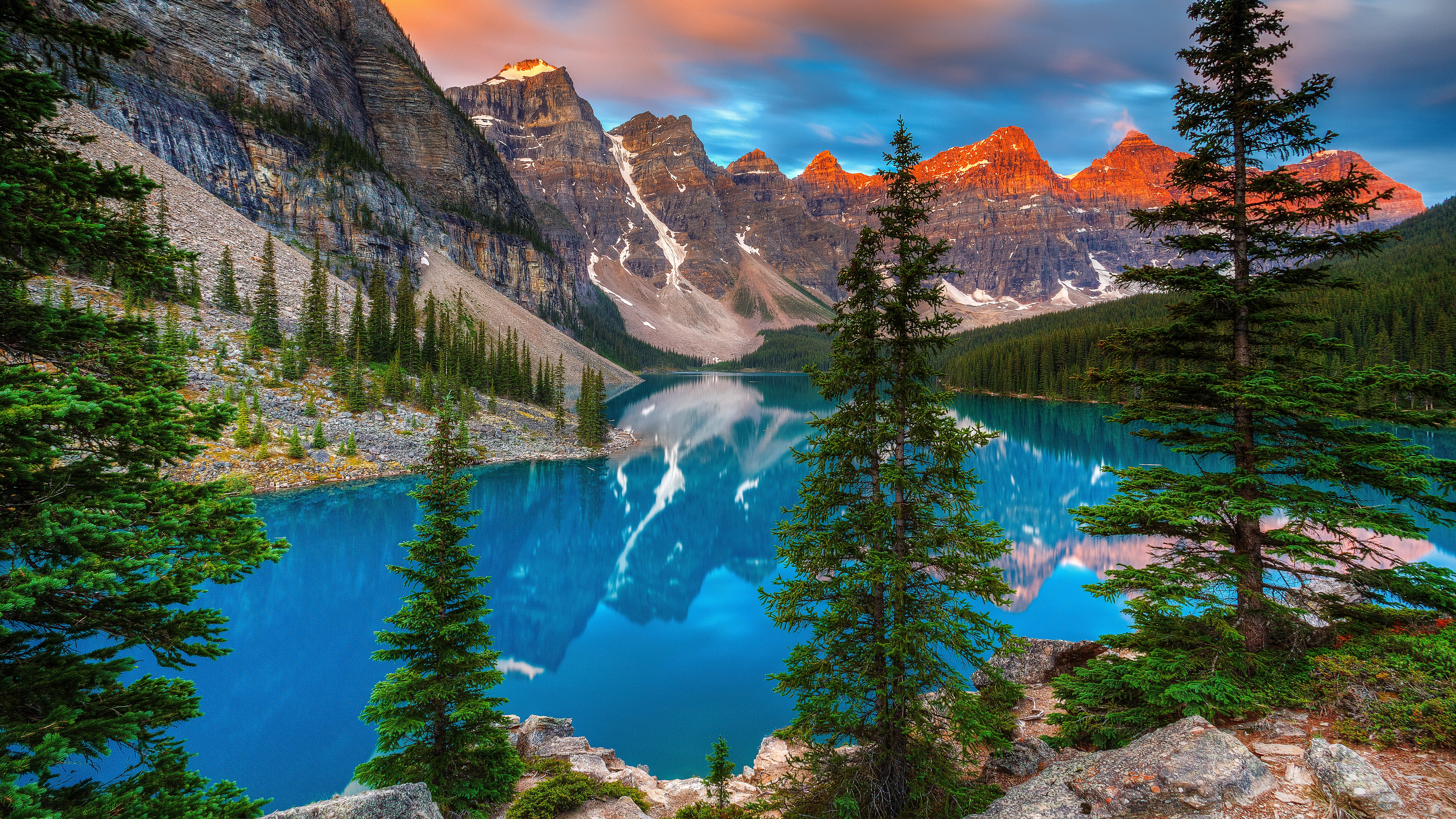 mountain blue lake 8k desktop background wallpaper